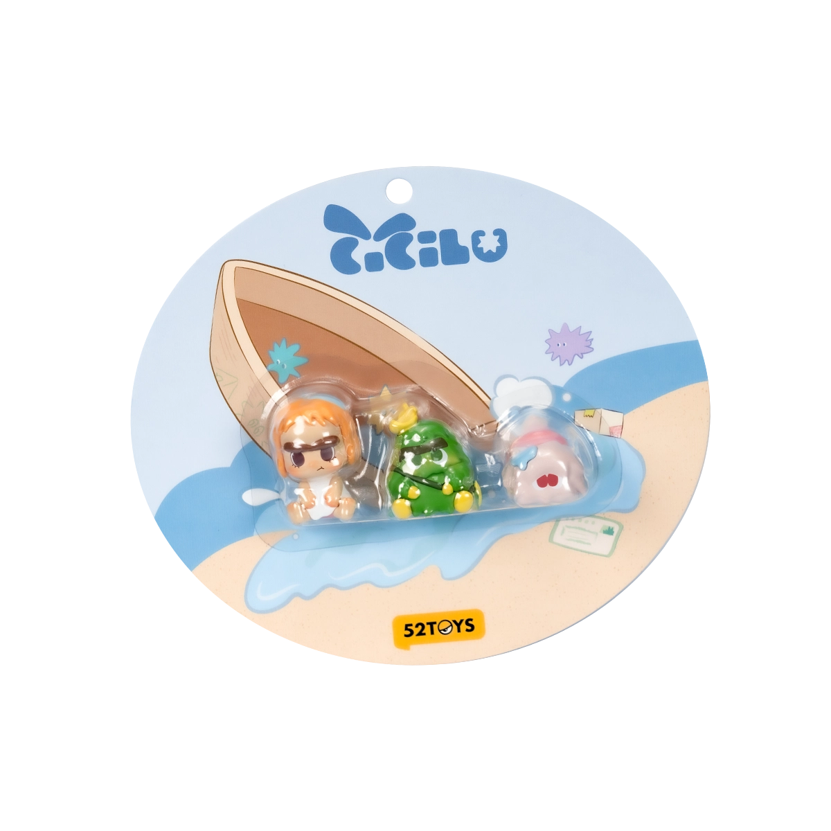 CiCiLu trio packaged on a boat-and-beach blister card, CiCiLu Friendship Boat mini figures
