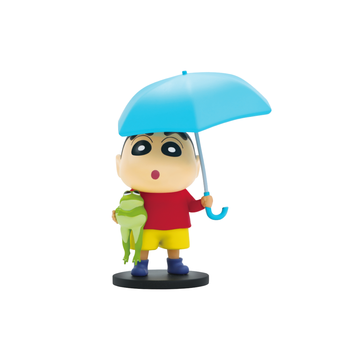 Rainy Day Shin-chan holding a blue umbrella and a green frog raincoat, Daily Life Series 3