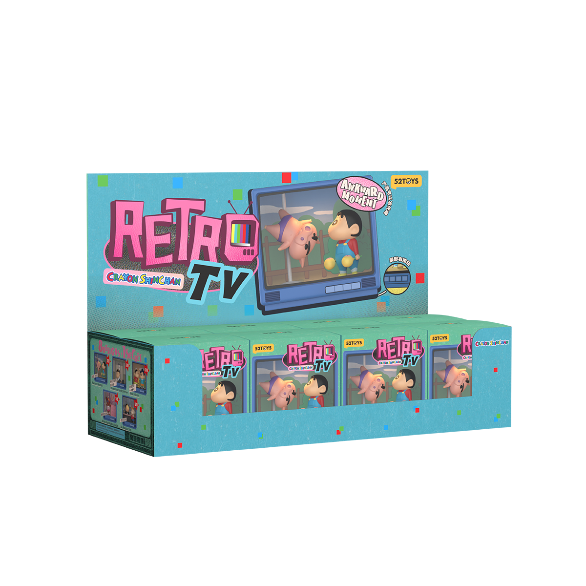 Crayon Shinchan Retro TV Series blind box display case with sealed boxes