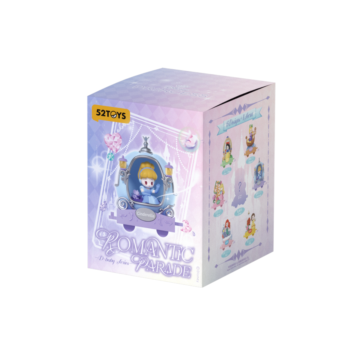 Disney Princess D-Baby Romantic Parade blind box packaging featuring Cinderella carriage cart