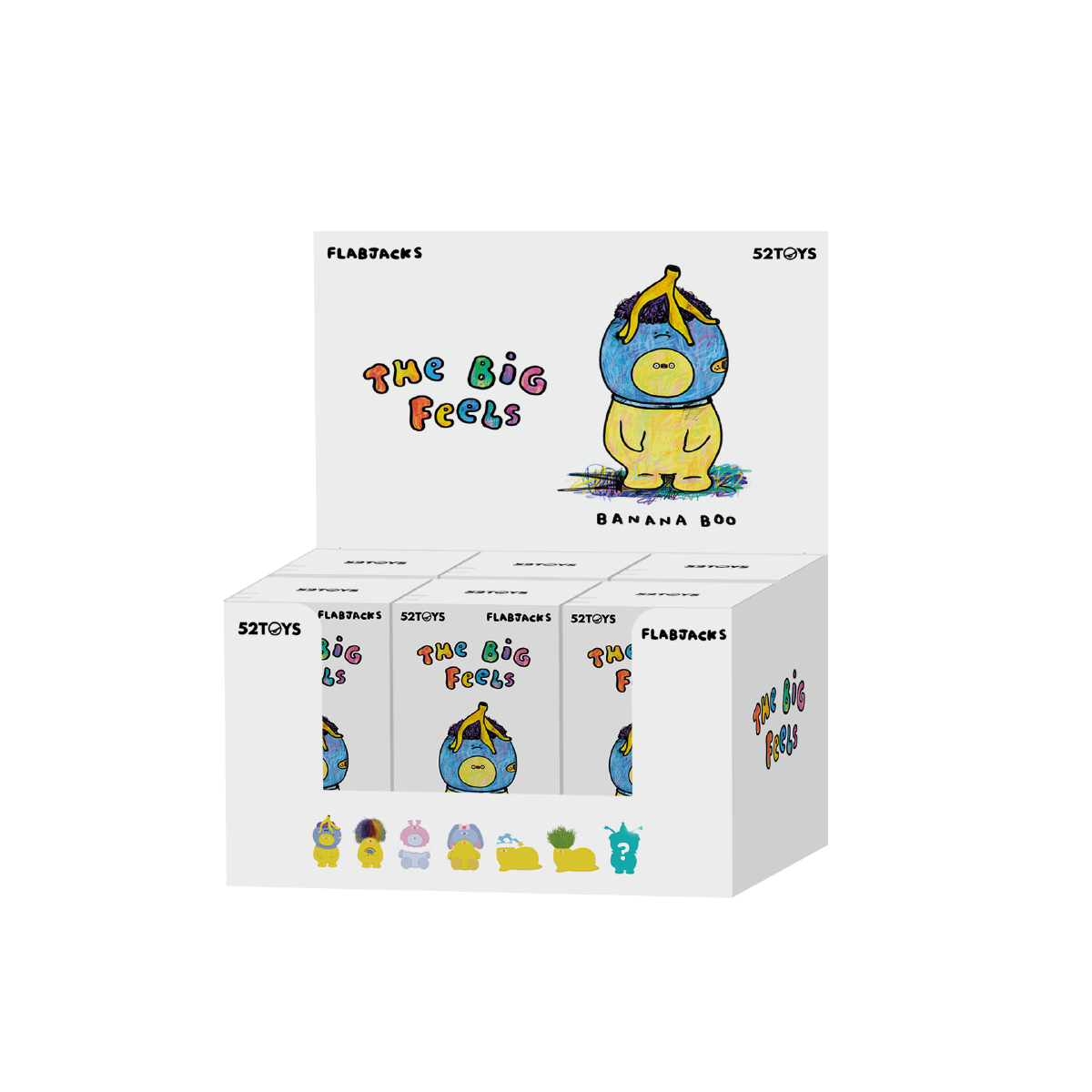 Flabjacks The Big Feels full display case containing seven blind boxes