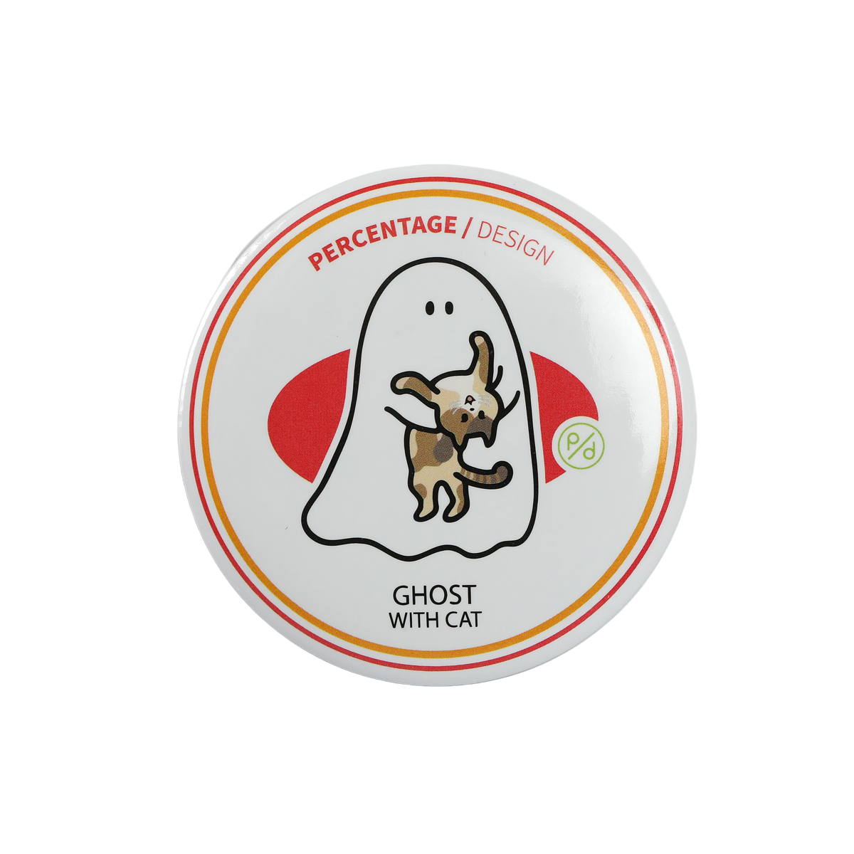 Here Comes My Dainty Cutie Ghody bottle opener, ghost cradling a small brown cat