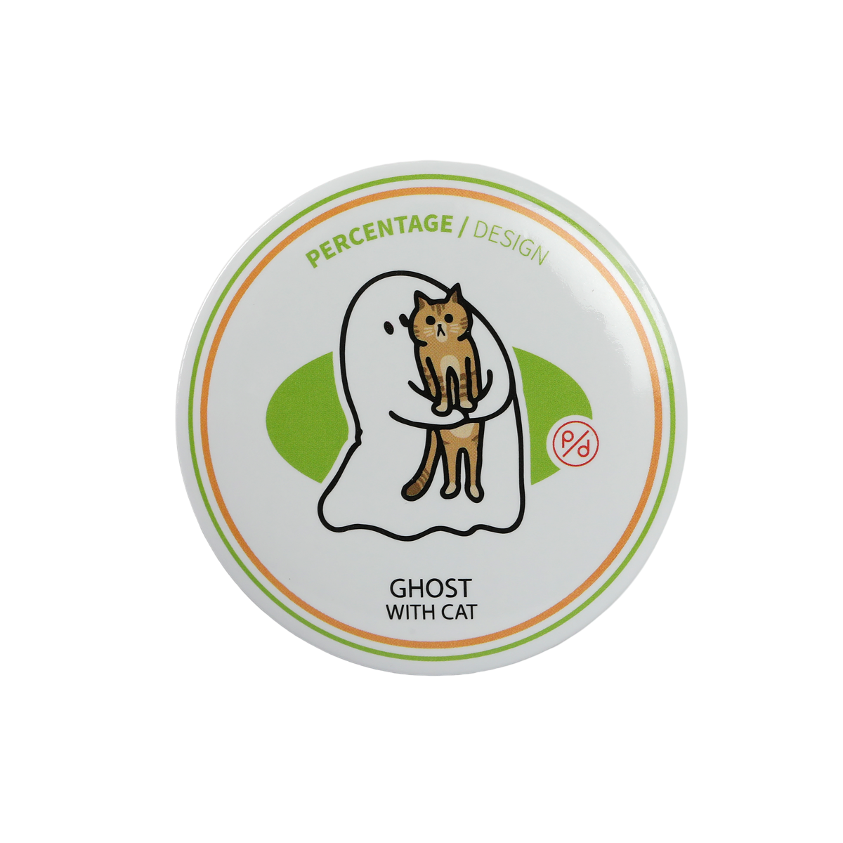 Ghody Gulp-Gulp magnetic bottle opener, white ghost hugging a brown striped tabby cat on green, blind box