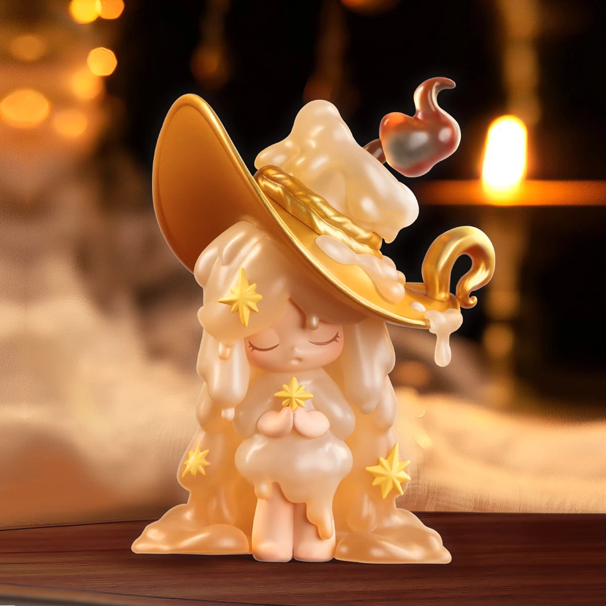 Laplly Candlelight Memories figure glowing beside candlelight, melting wax candle spirit