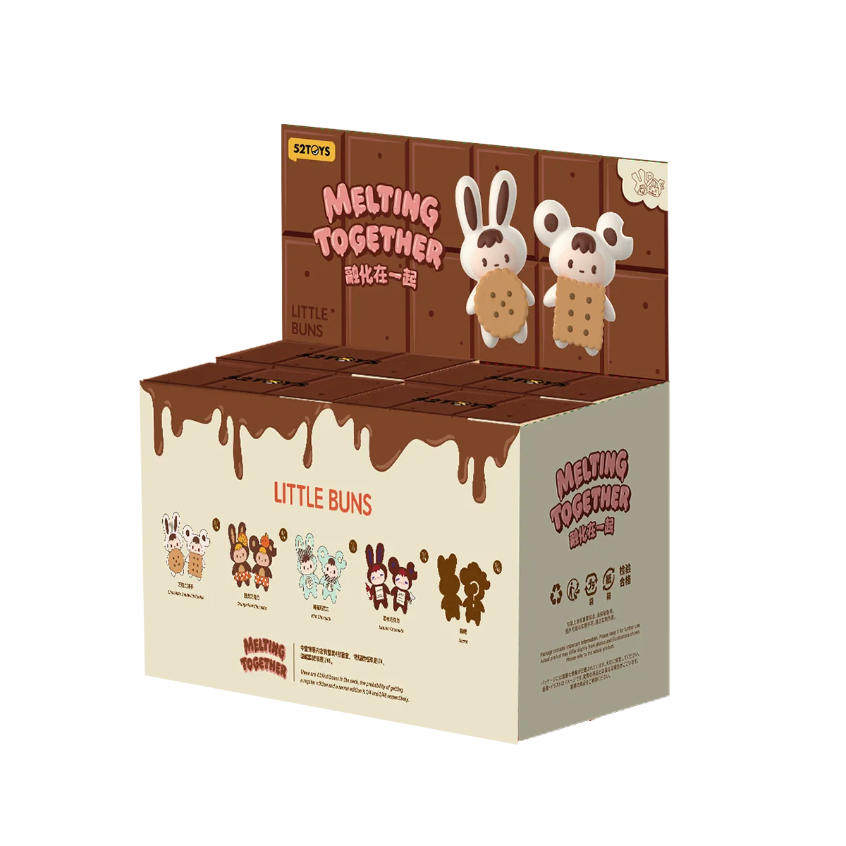 Little Buns Melting Together fridge magnet display box showing the full magnet lineup