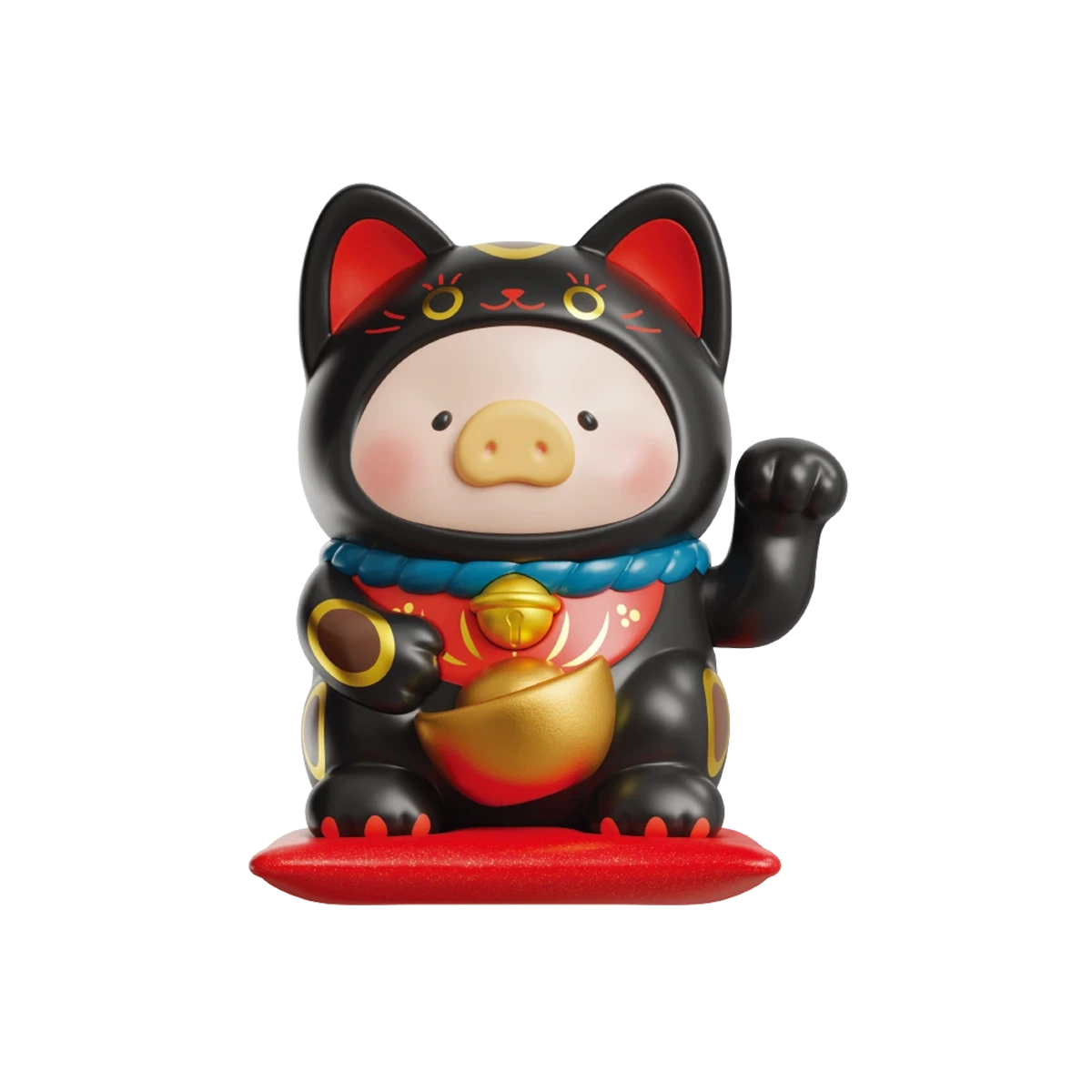 LuLu the Piggy Lucky Cat single blind box package with white lucky-cat pig art