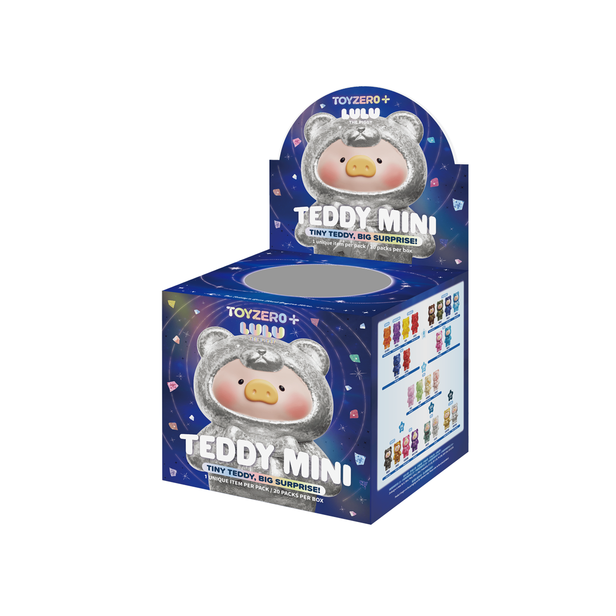 Display box of silver foil Teddy Mini blind bags, Lulu Ore Collection