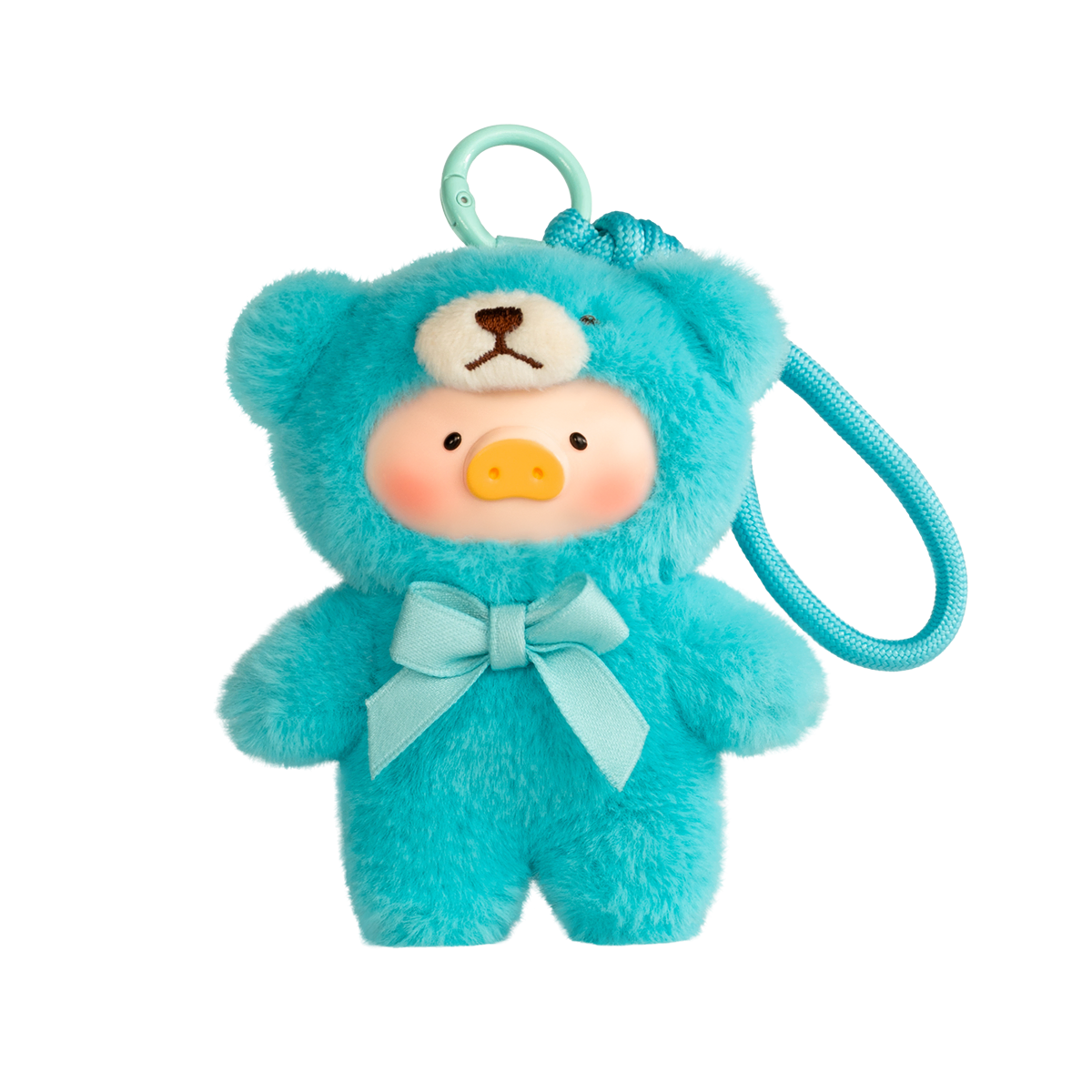 Waves turquoise Lulu piggy teddy charm with teal bow, Teddy Mini Whispers of Nature