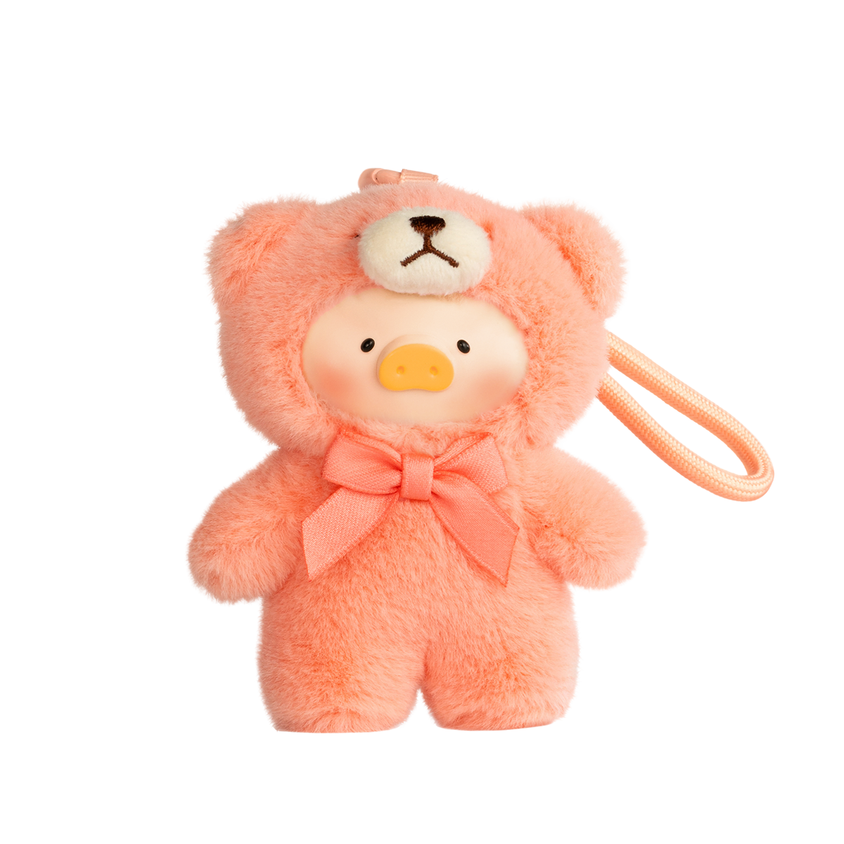 Afterglow coral Lulu piggy teddy charm with pinkish-orange bow, Teddy Mini Whispers of Nature