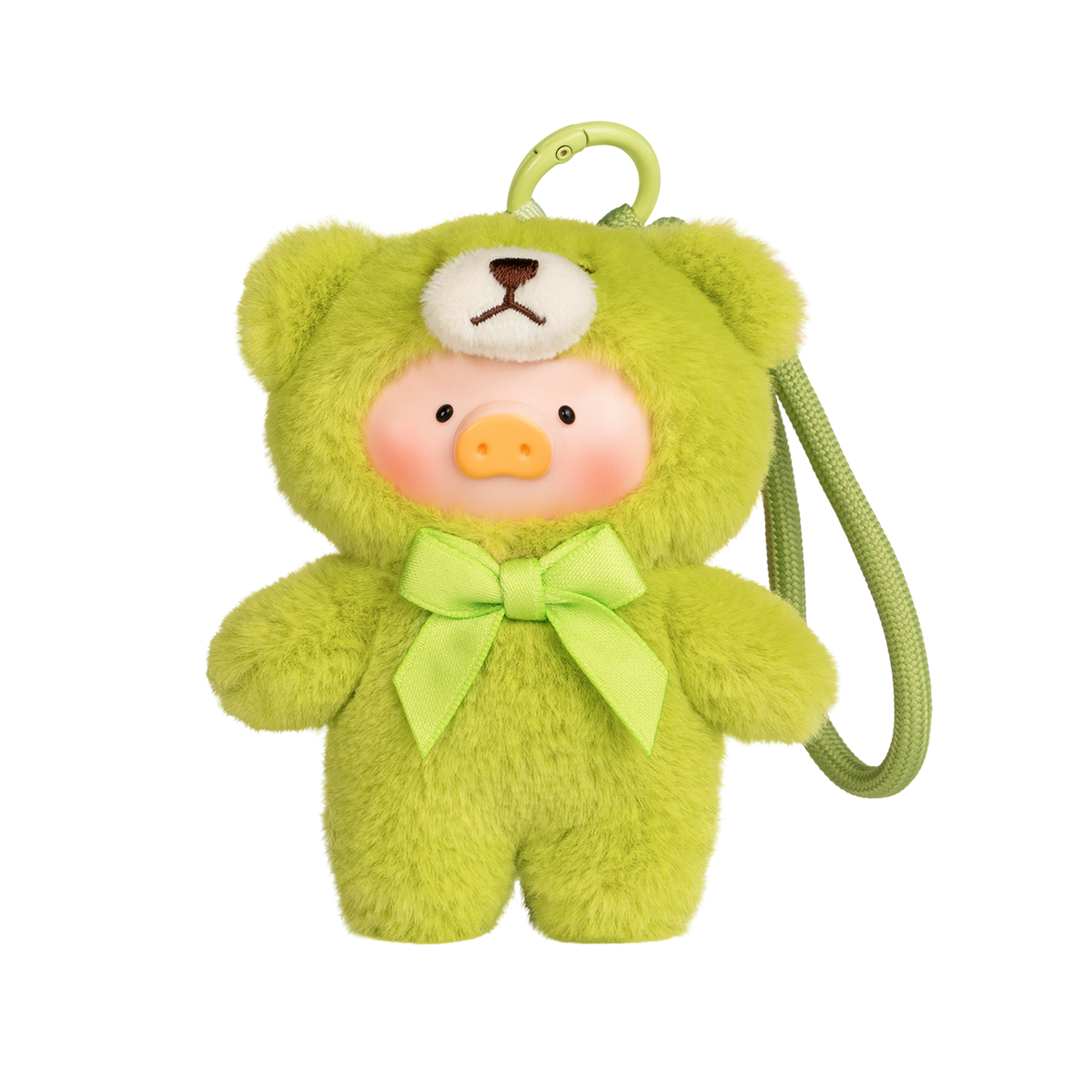Grass lime-green Lulu piggy teddy charm with green bow, Teddy Mini Whispers of Nature
