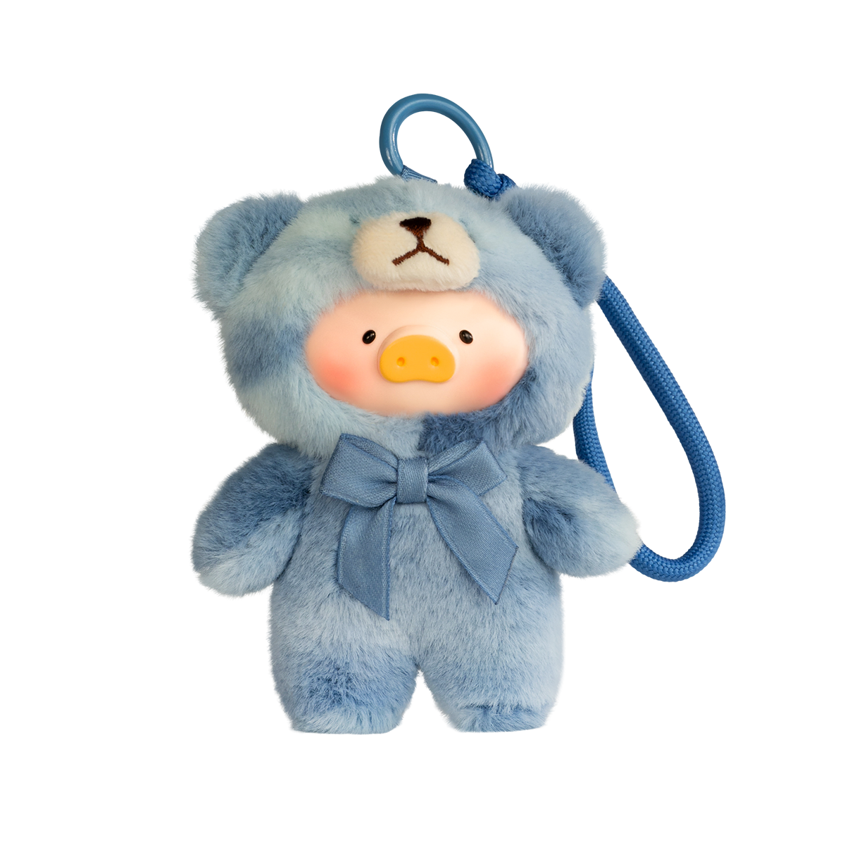 Morning Mist blue-grey Lulu piggy teddy charm with grey-blue bow, special Whispers of Nature