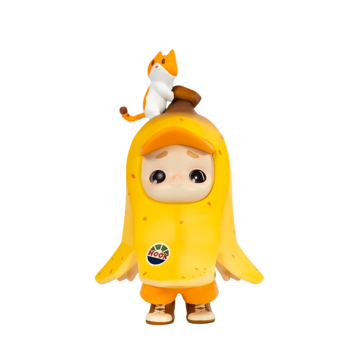 NOOK Bananana 120% figure in banana-peel costume with a kitten on its head, limited edition