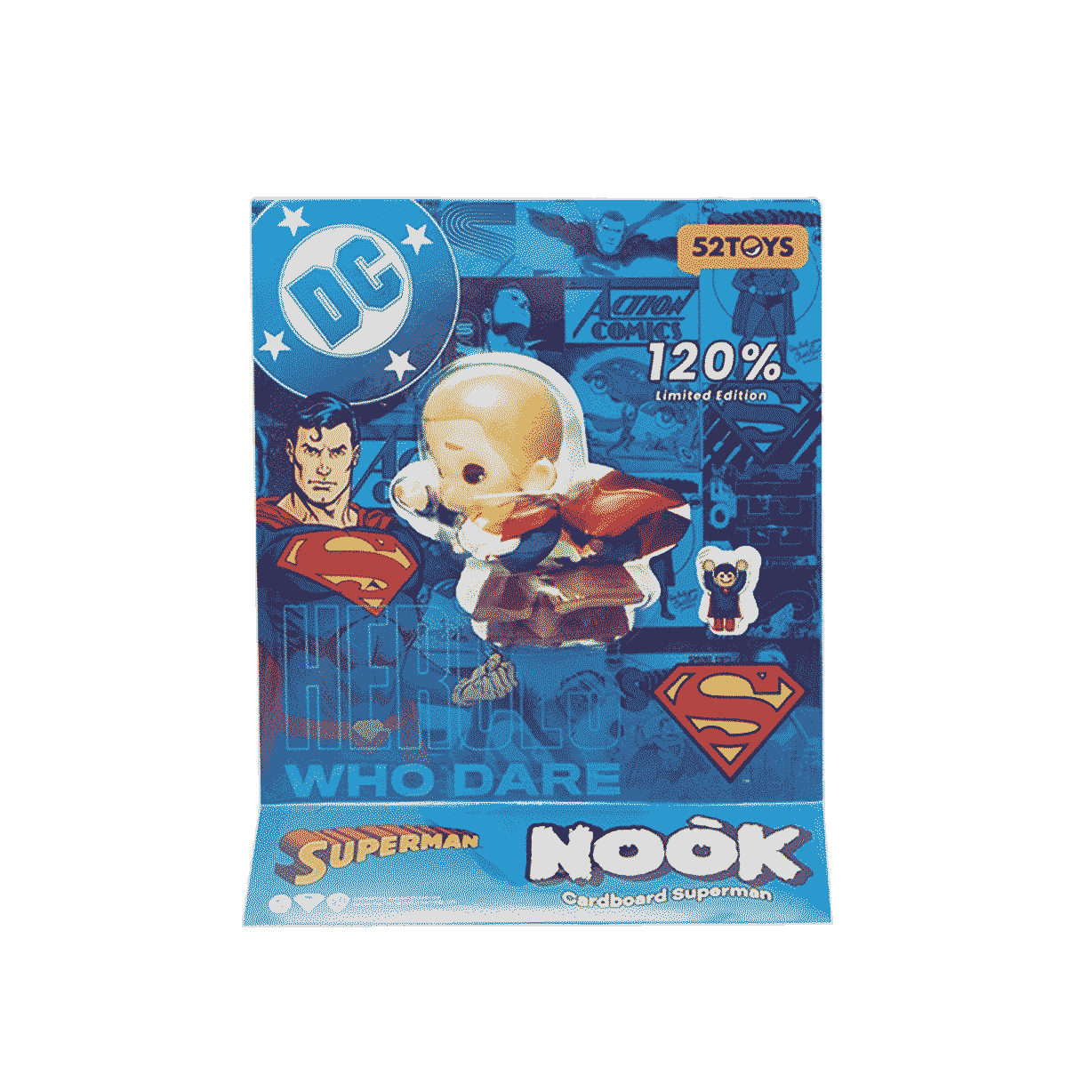 NOOK Cardboard Superman 120% Limited Edition in its DC Superman blister-card box