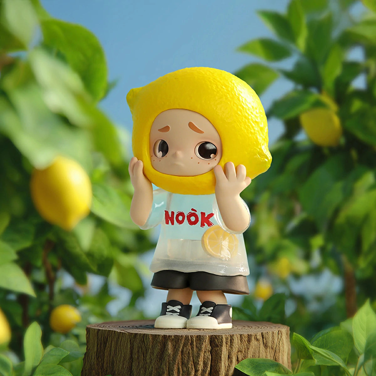NOOK Lemon Soda 100% lemon-hooded figure on a stump in a lemon grove, limited edition