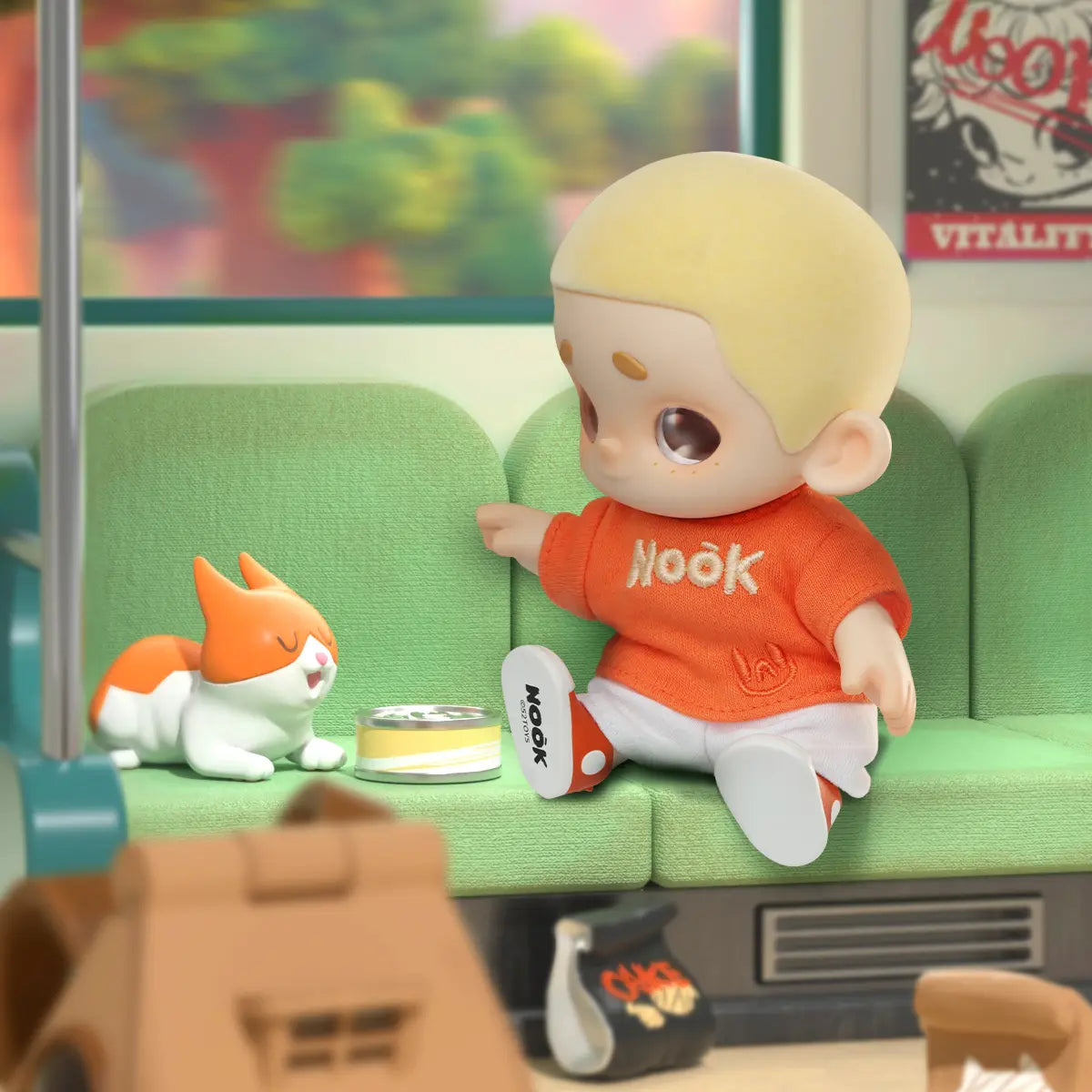 NOOK OOTD Plush Doll Blind Box packaging with comic-style cover art