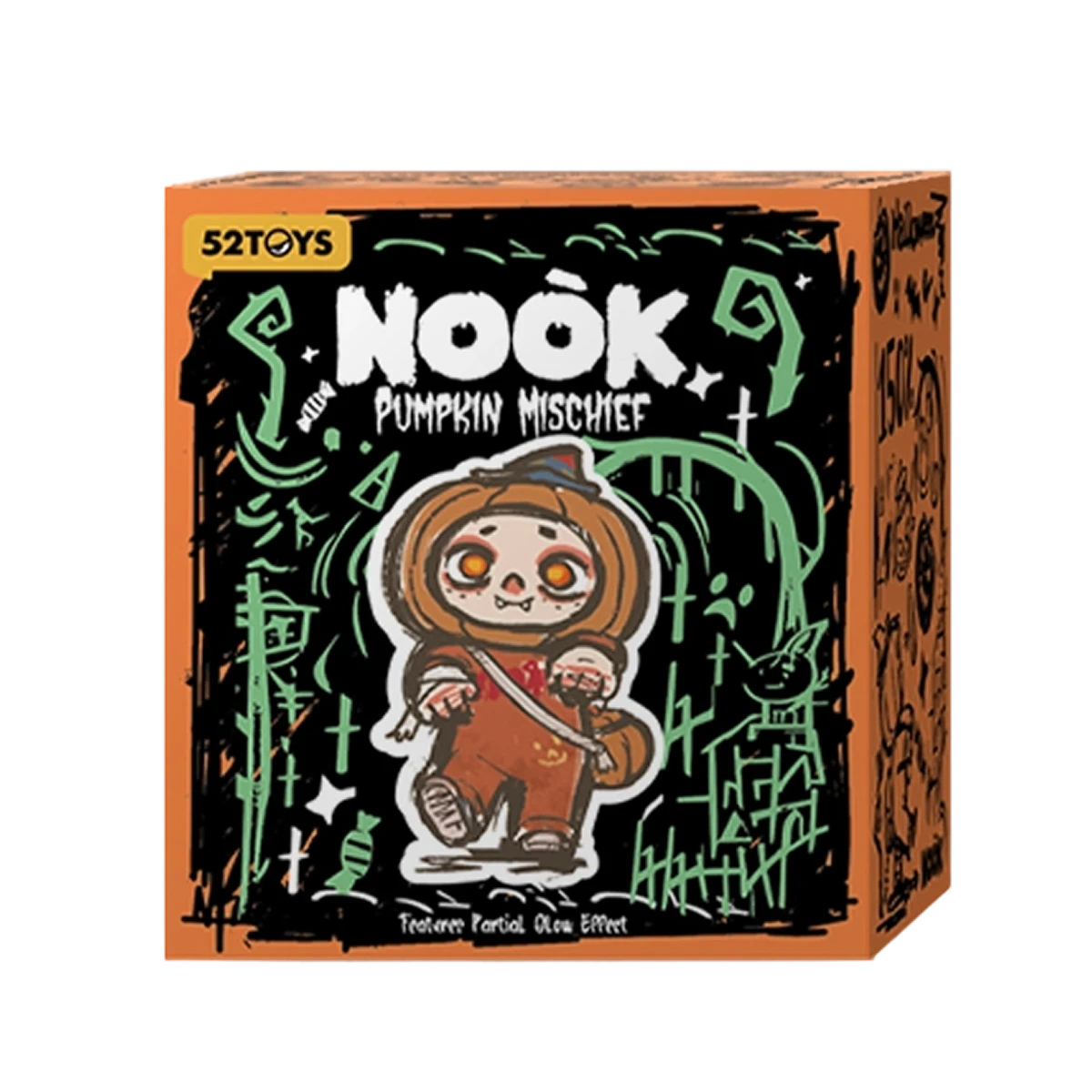Pumpkin Mischief NOOK blind box packaging with graffiti artwork, Halloween 150% limited edition