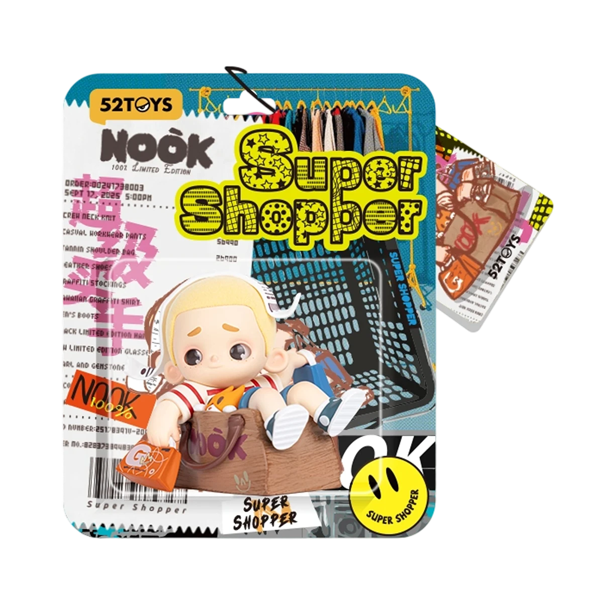 NOOK Super Shopper limited-edition figure in its receipt-themed retail box with identity card hang tag