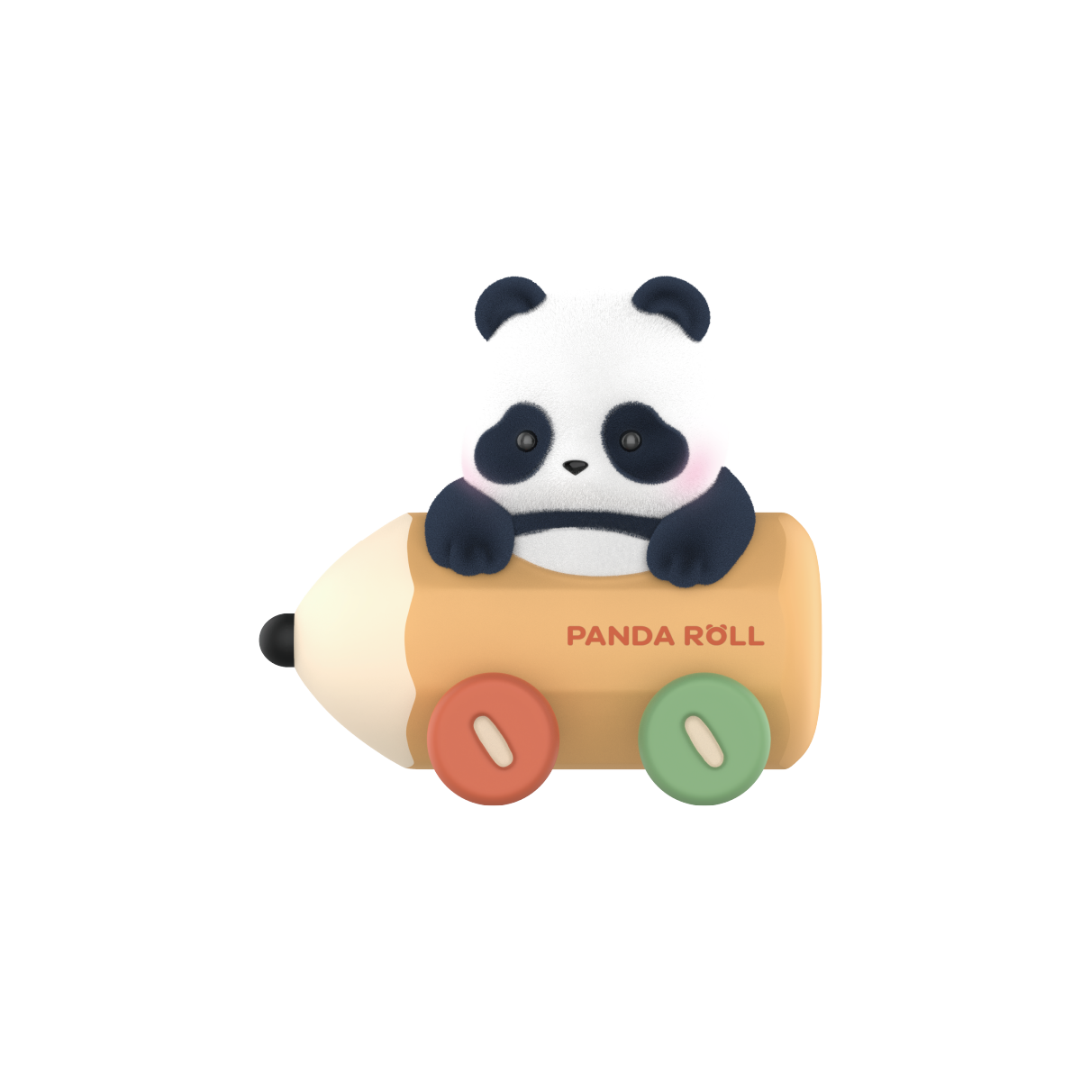 Panda bear sitting on top of a wooden toy from PANDA ROLL MINIME MIX & MATCH CREW SERIES 2 by 52TOYS