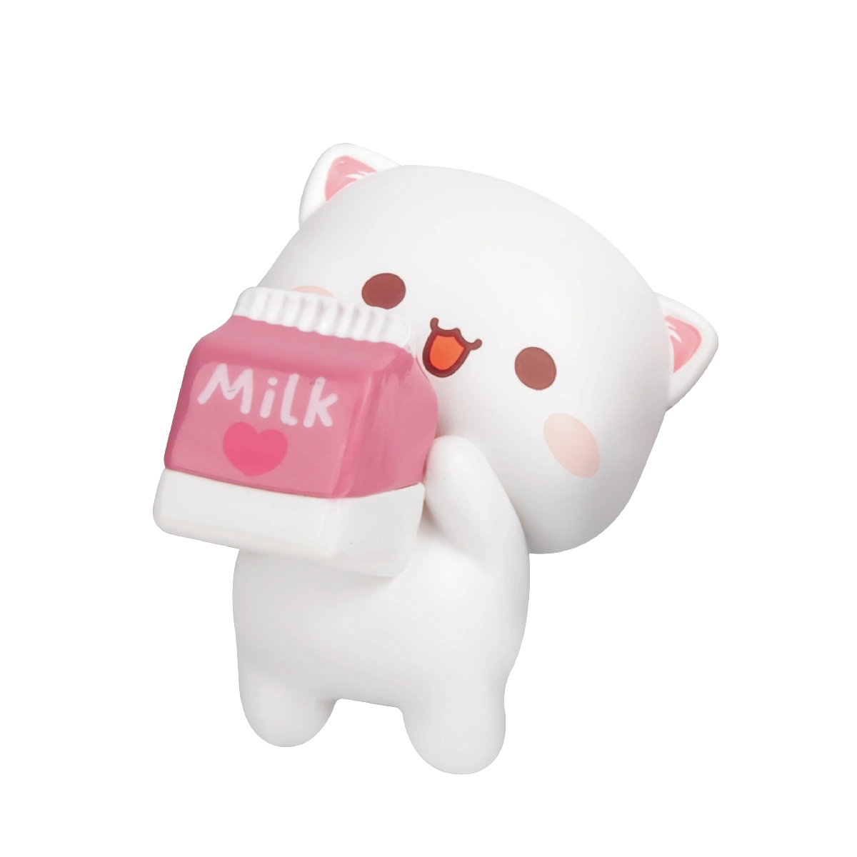 Peach Burger white cat with a hamburger balanced on its head, Peach and Goma's Sweet Mini Universe