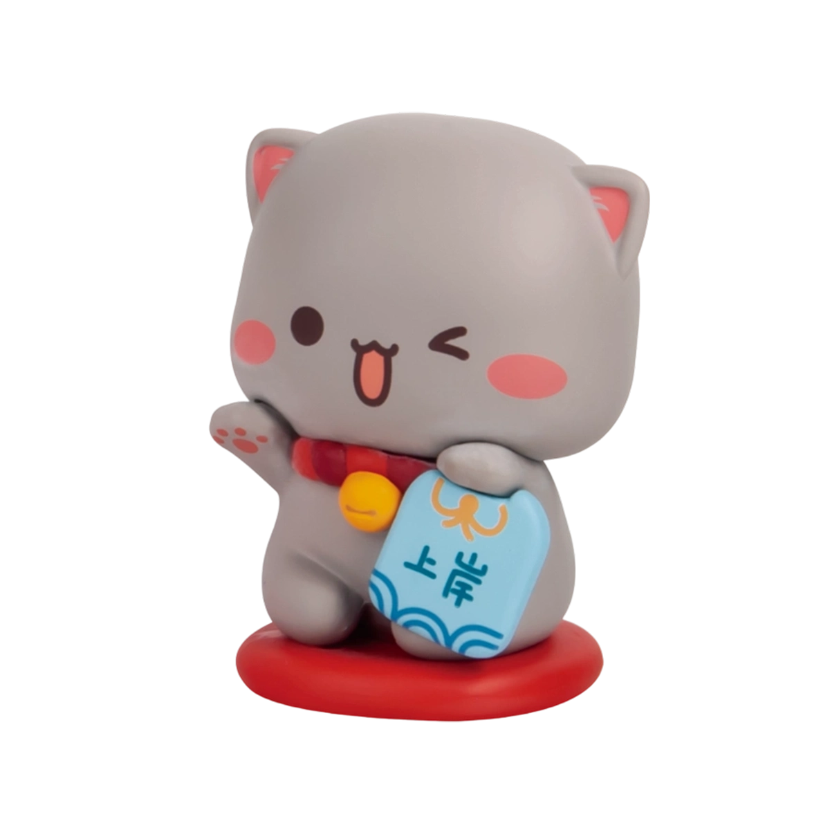 Peach Blossom white cat with a pink cherry blossom flower, Peach and Goma's Sweet Mini Universe