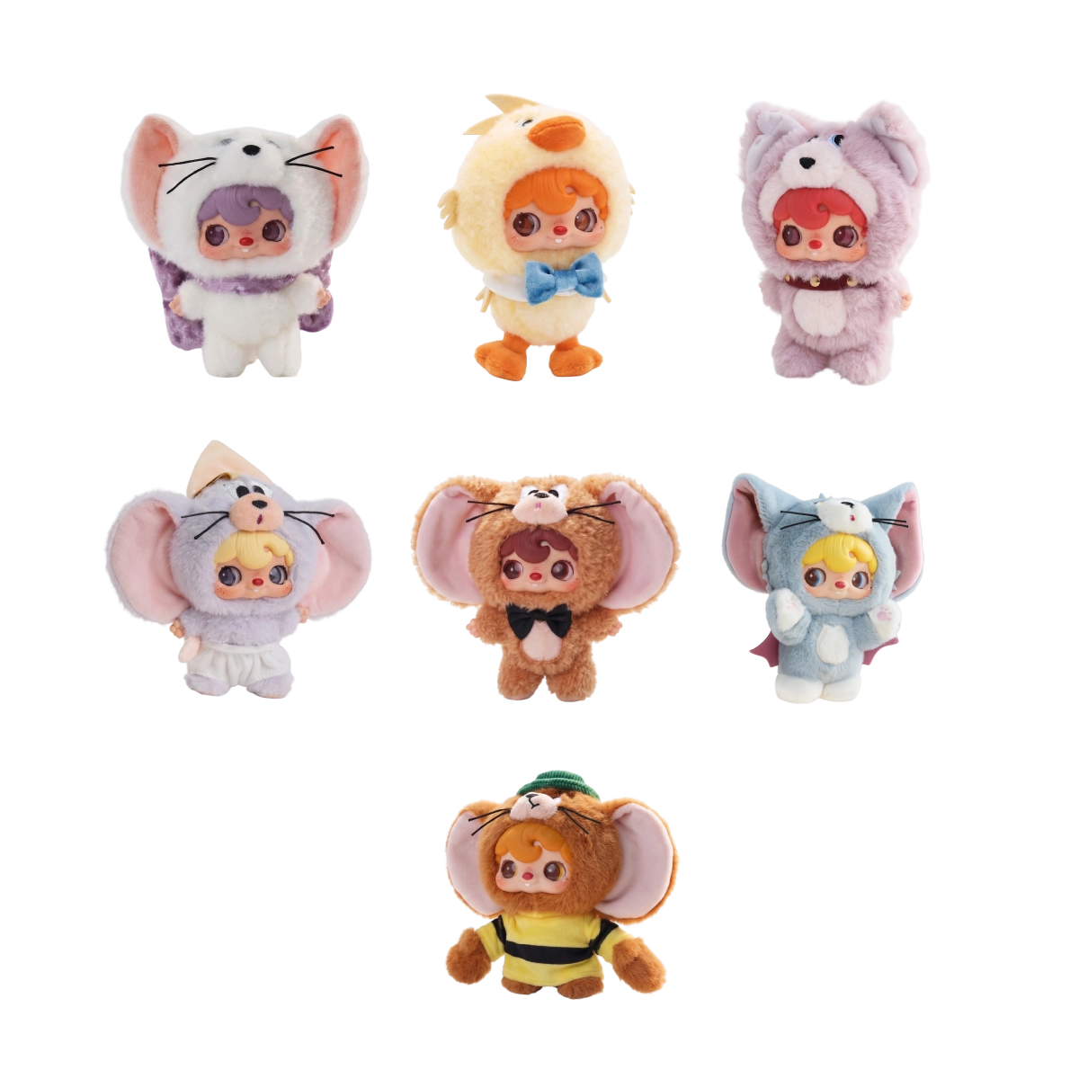 Complete POUKAPOUKA x Tom and Jerry lineup of six costumes plus secret Jerry design