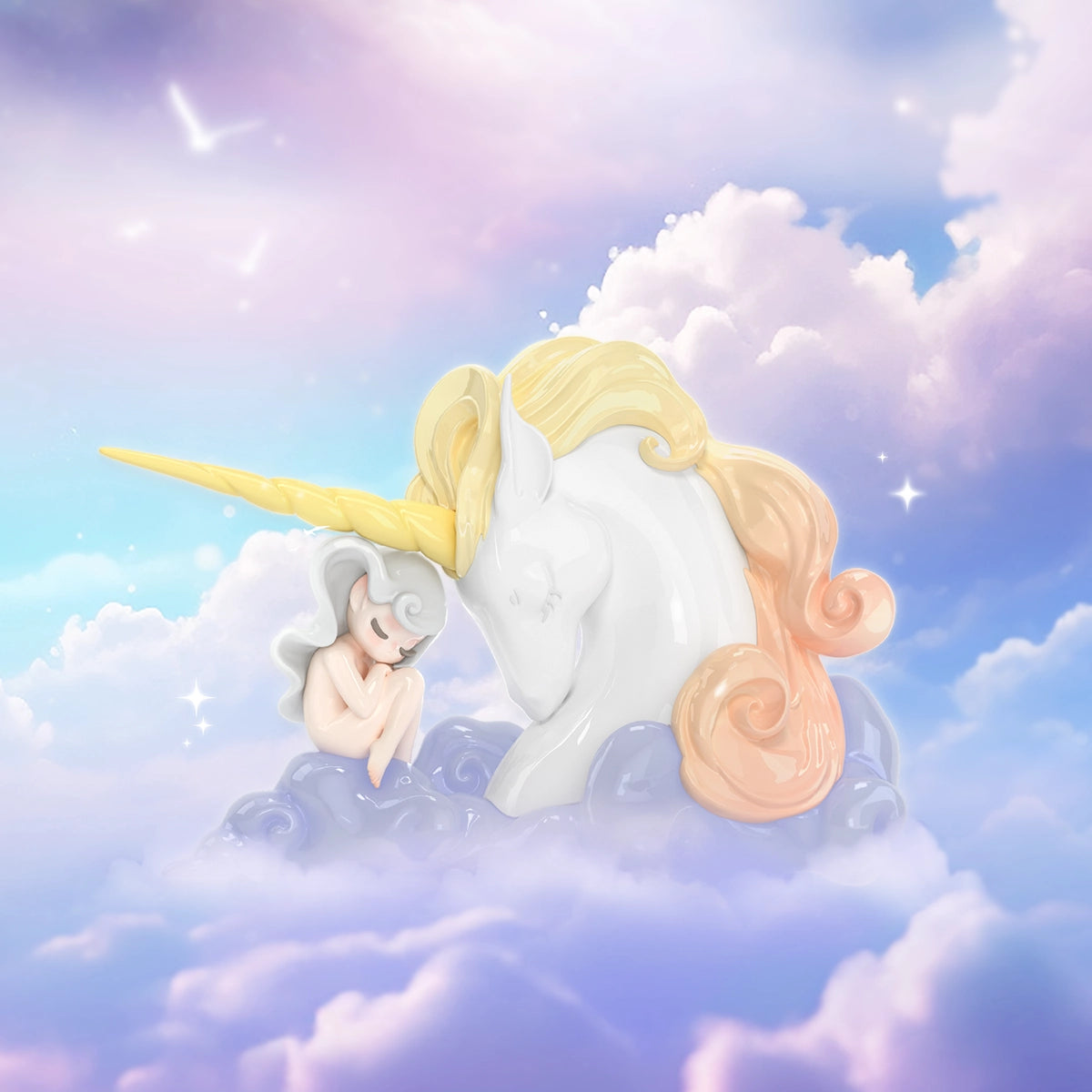 Polar Day elf with pink-tinted hair and red forehead gem hugging a sun orb, Sleep Dreamland Elves