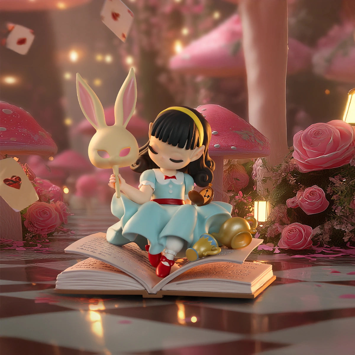 Seed auburn-haired elf boy on a vine swing under a cloud with crescent moon, Tales of Enchanted Dreams