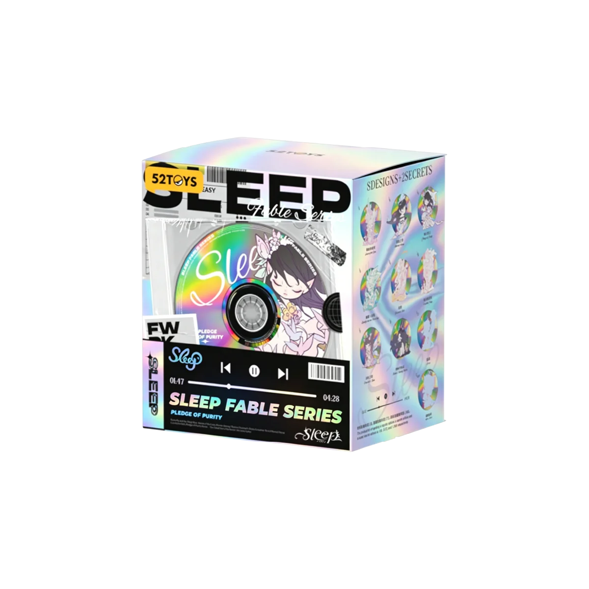 Verpackung einer einzelnen SLEEP Fable Series Blindbox von 52TOYS