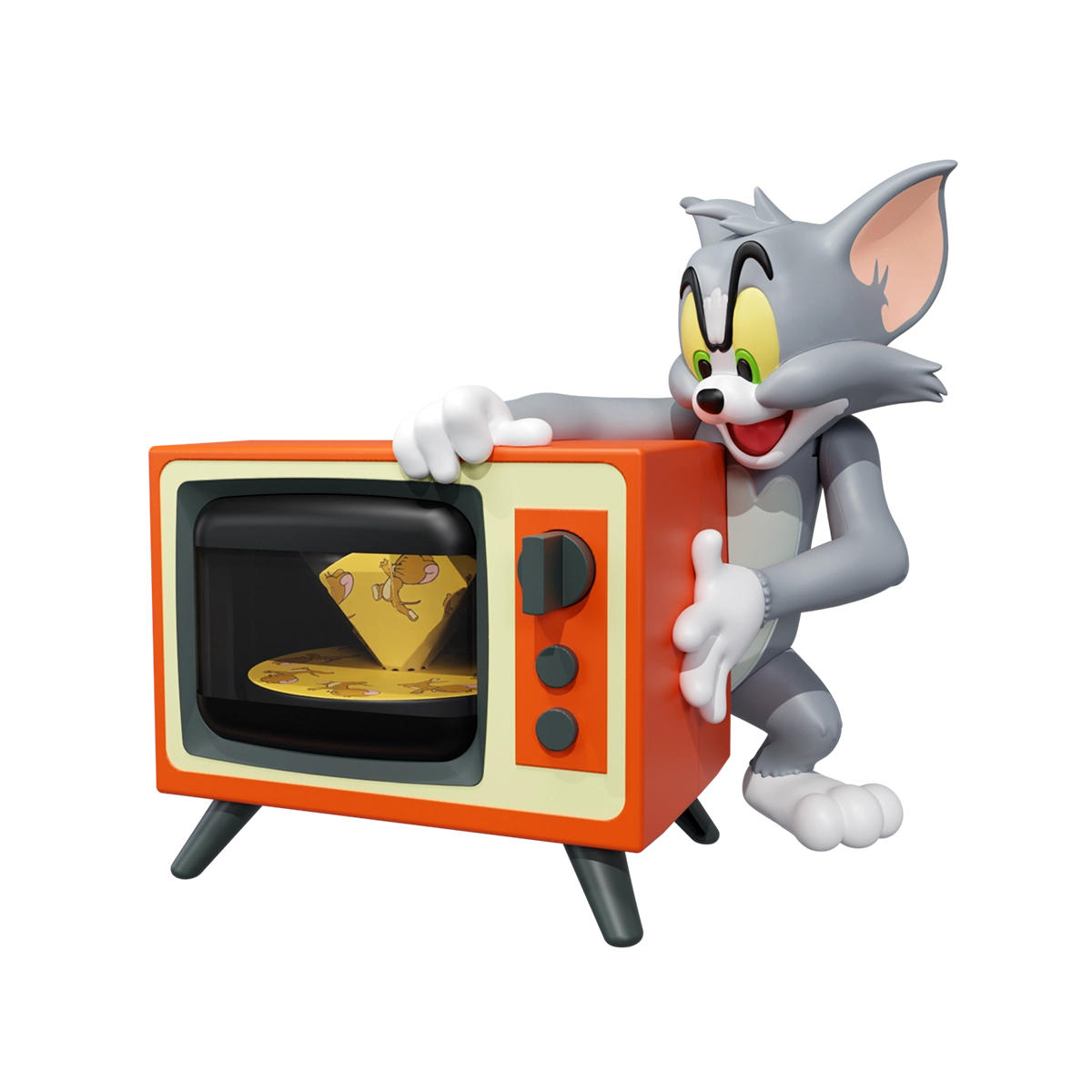 No Escape, Tom tapping a retro orange TV while Jerry darts past cheese, Tom and Jerry Inseparable Chaos