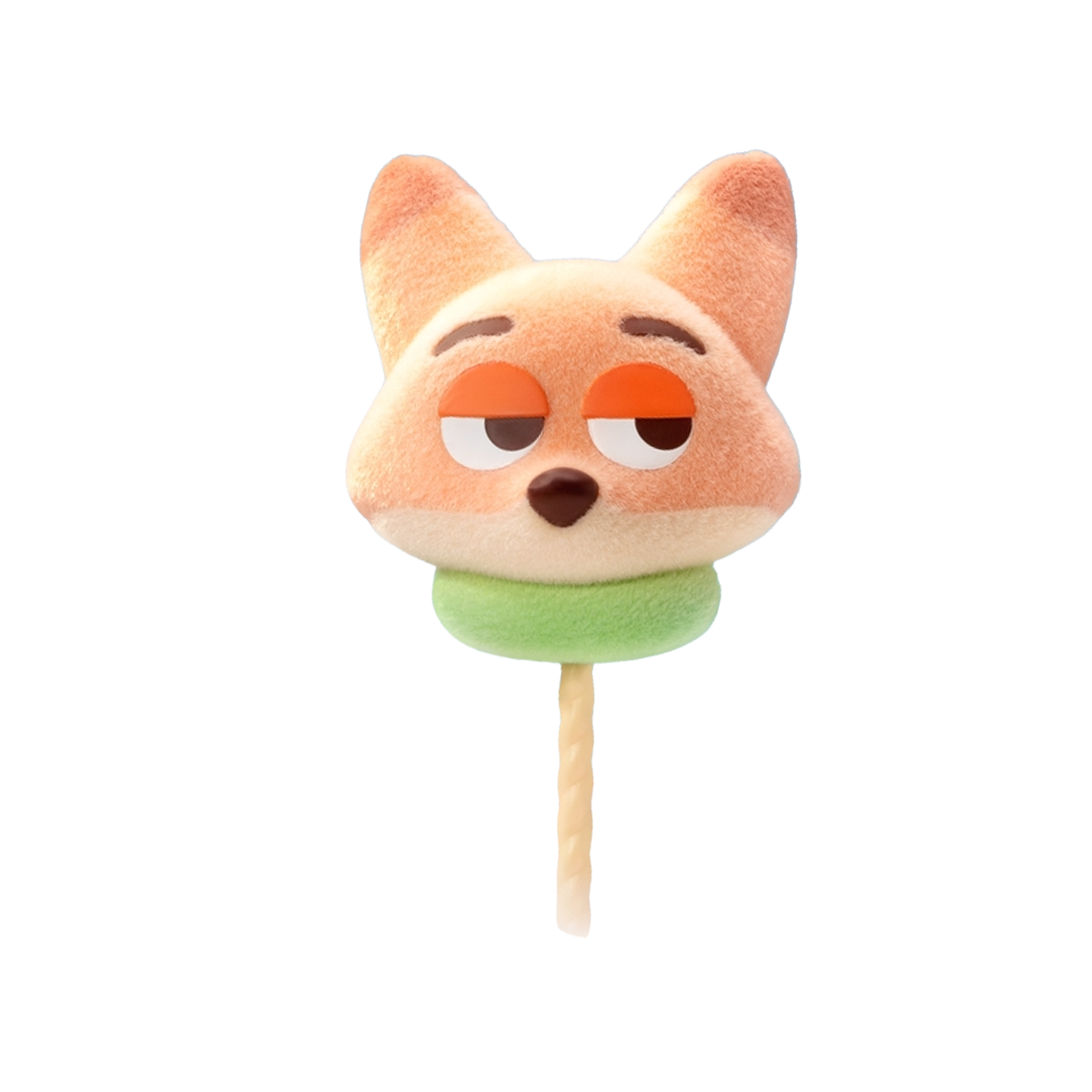 Nick Wilde marshmallow lollipop figure with sleepy expression and green collar
