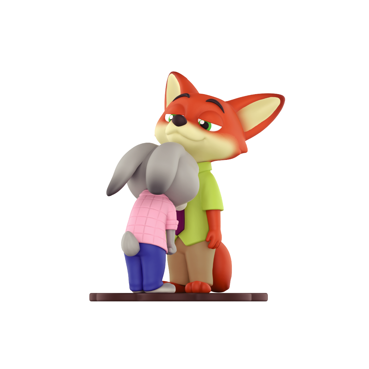 Judy Hopps hugging Nick Wilde figure front view