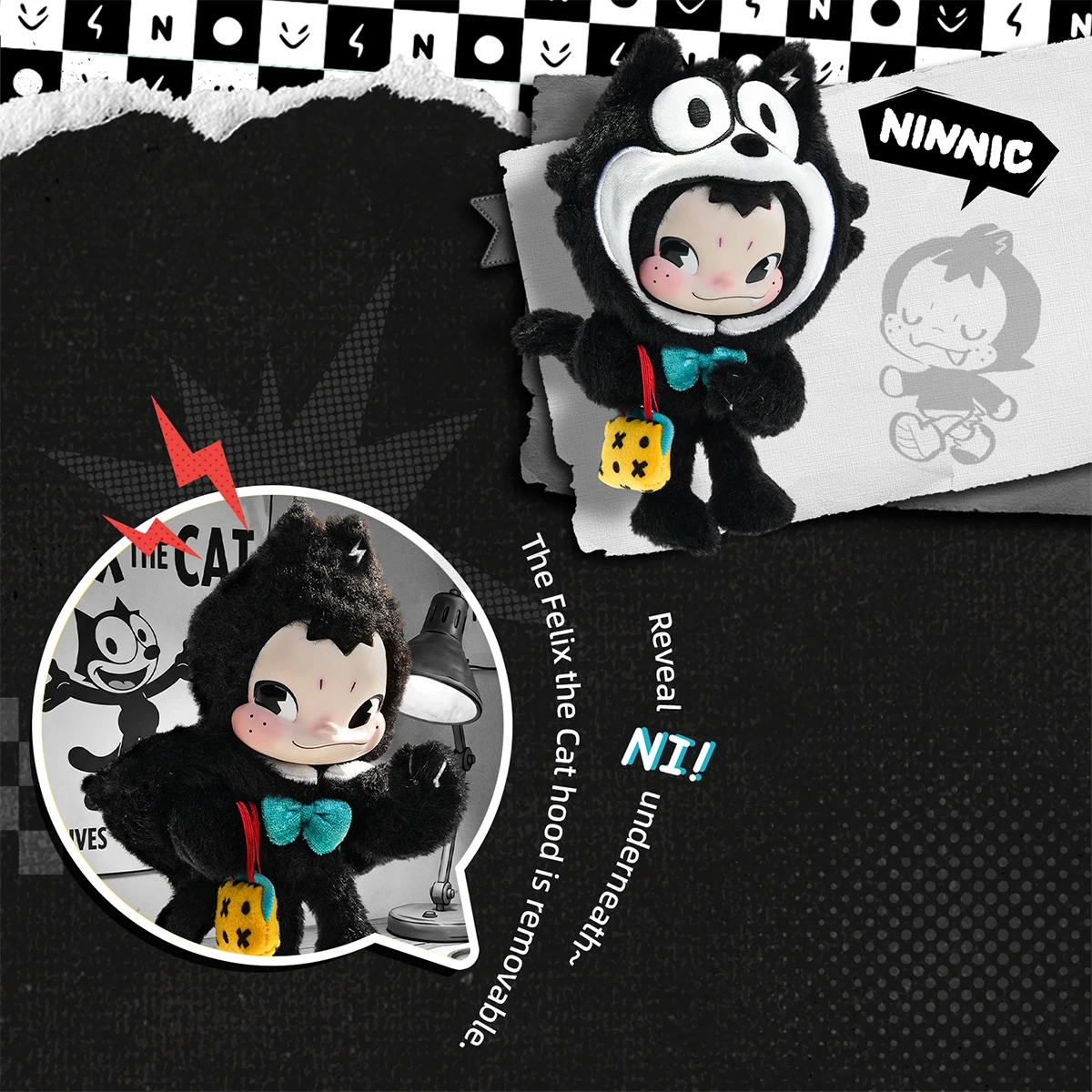 NINNIC FELIX THE CAT SERIES PLUSH KEYCHAIN