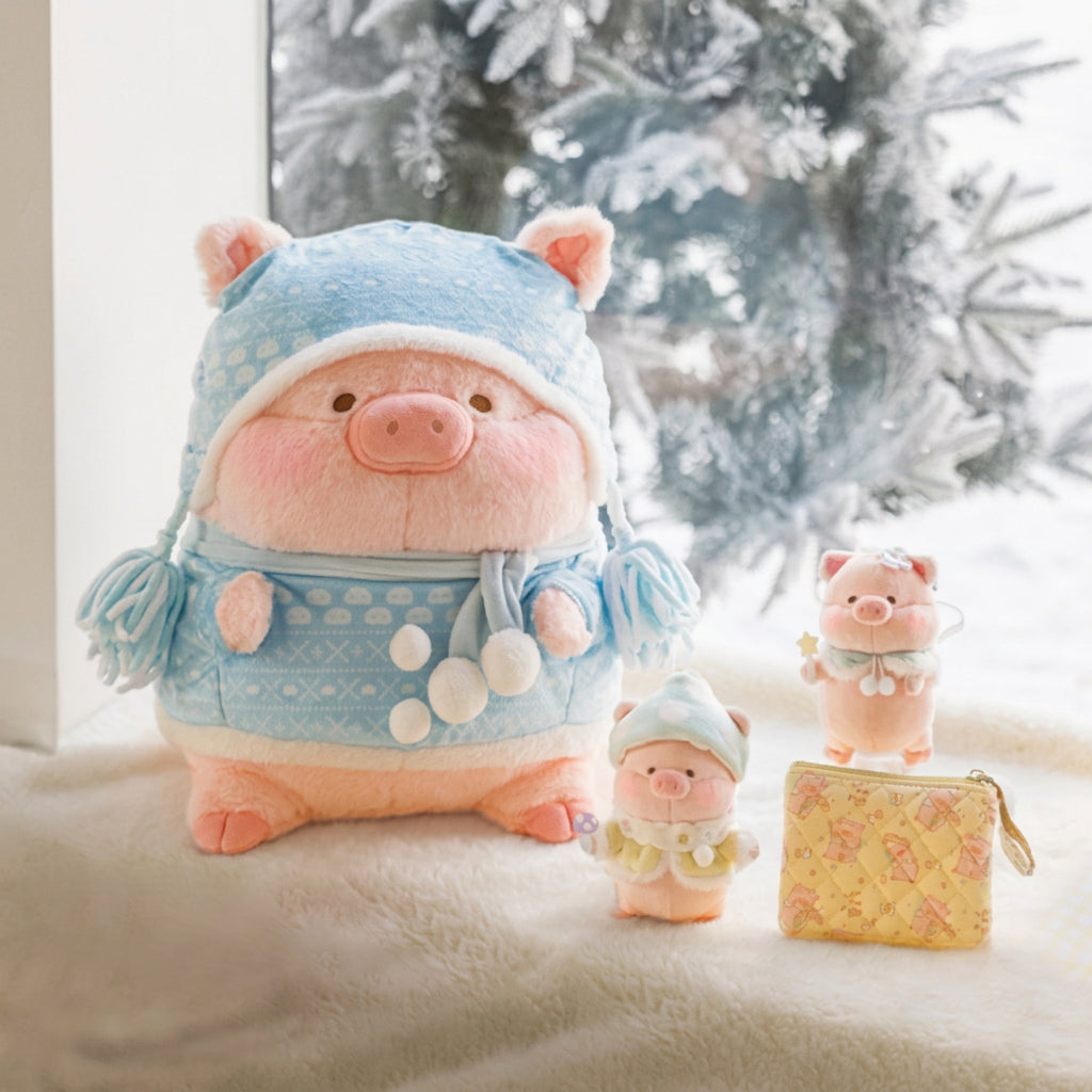 LULU THE PIGGY WINTER SERIES - SNOW ELF LU PLUSH KEYCHAIN