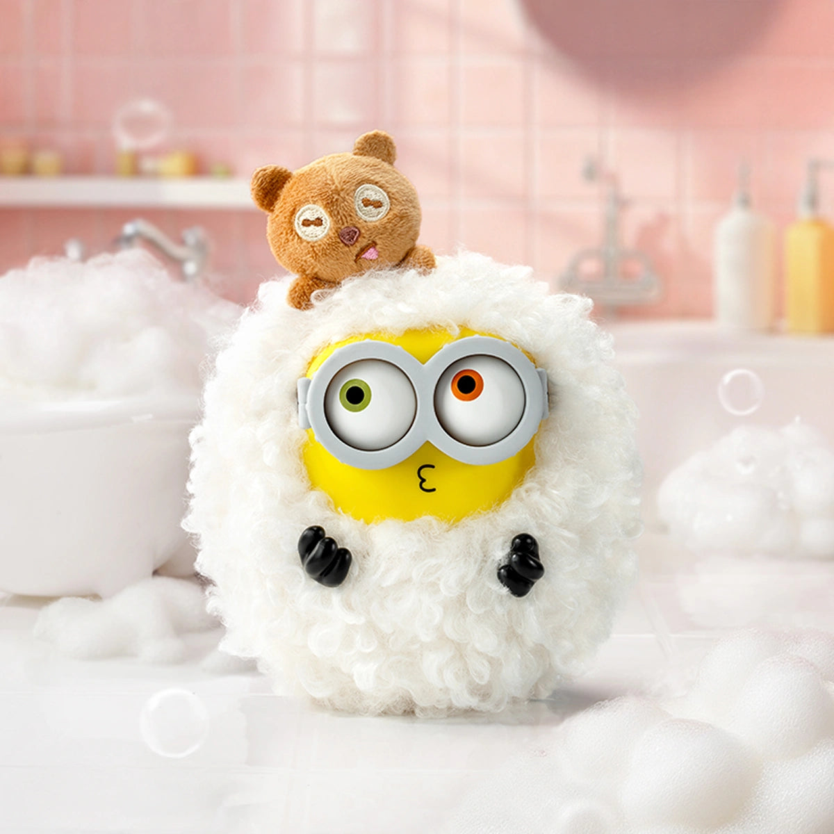 Bubble Bath Time Minion Bob in a fluffy white sheep costume with bear Tim, BOB & TIM Best Buddies Forever