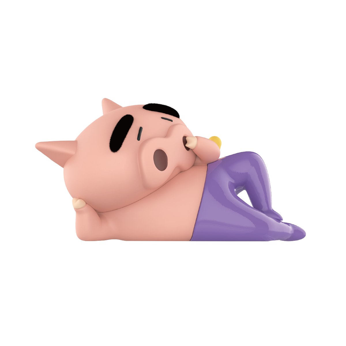 Lazy Time pig lying sleepily on his side in purple pants, Buriburizaemon's Daily Life
