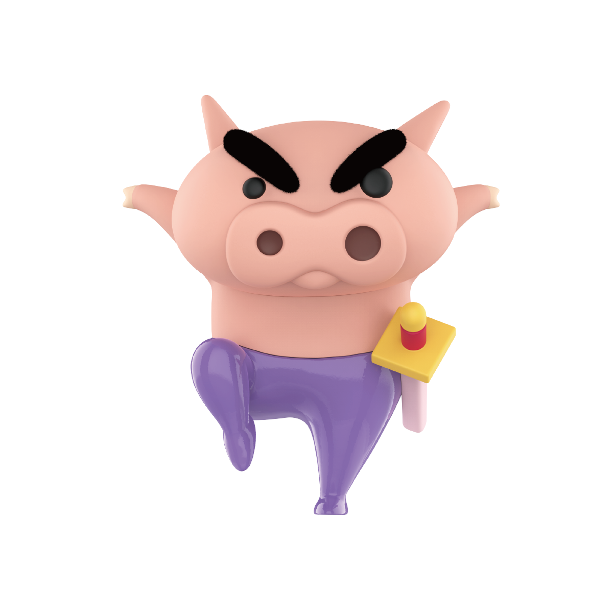 Here I Come pig hero striding forward with yellow katana in purple pants, Buriburizaemon's Daily Life