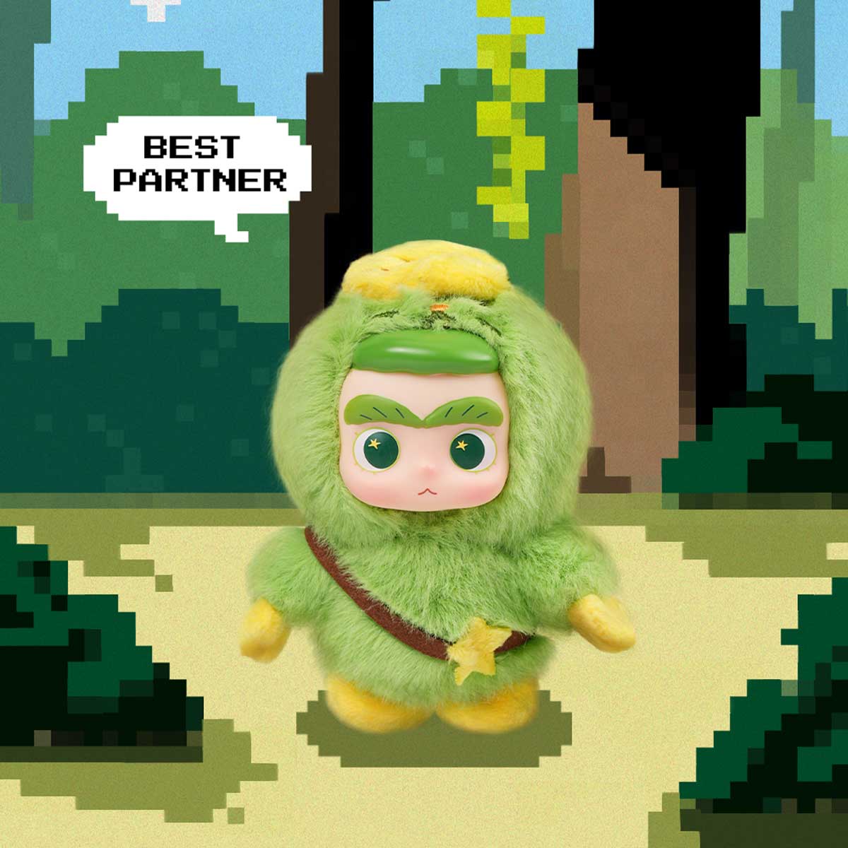 CiCiLu Best Partner plush in a green forest costume with crossbody strap