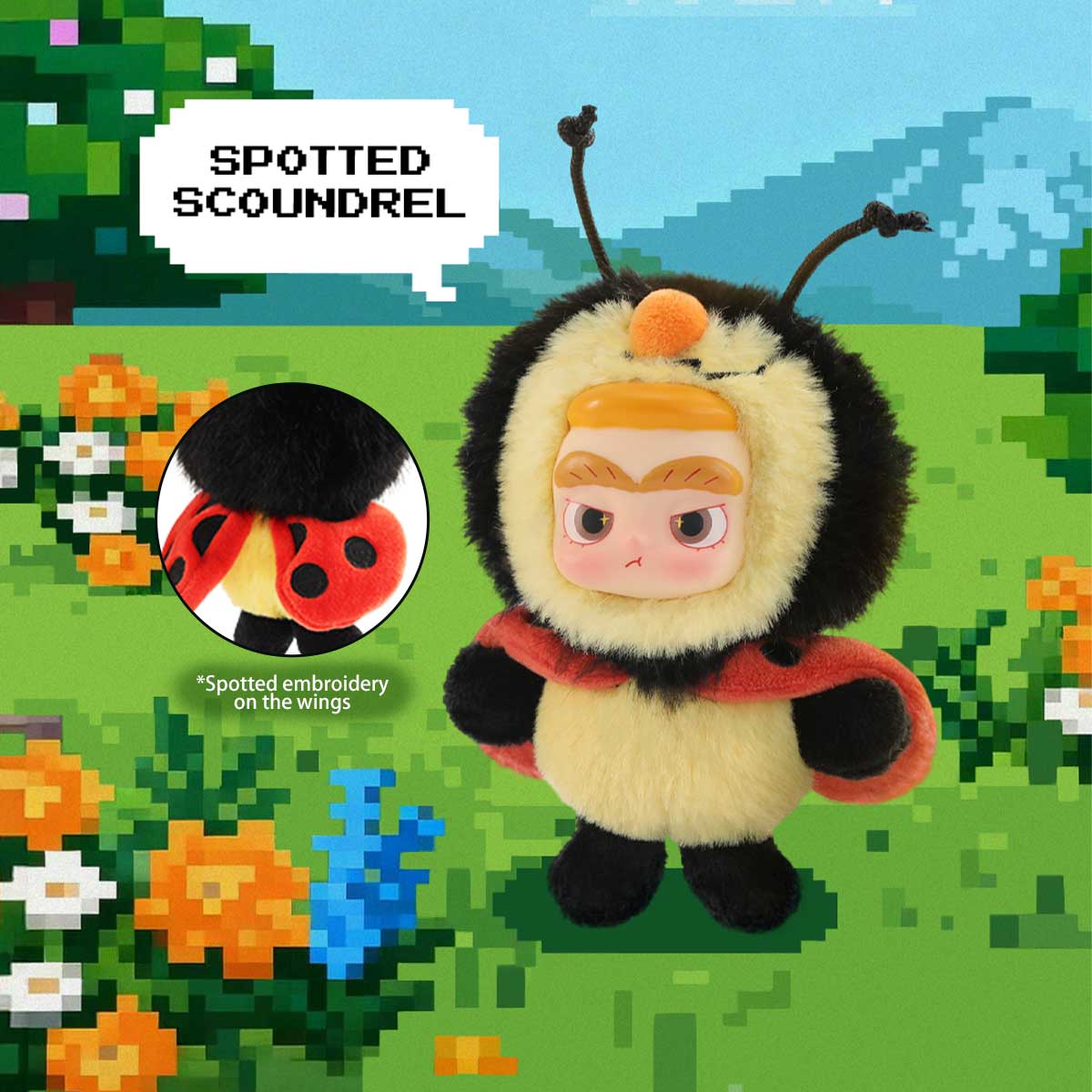 CiCiLu Spotted Scoundrel plush in a ladybug costume with embroidered wing spots