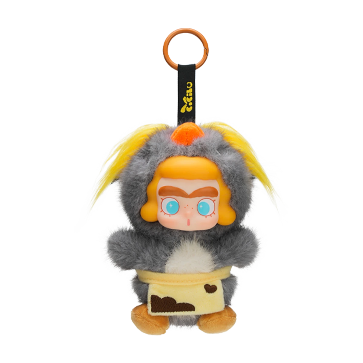 Gosling plush hanging-card charm in grey penguin suit with yellow crest and orange beak, CiCiLu The Tide Shop by 52TOYS