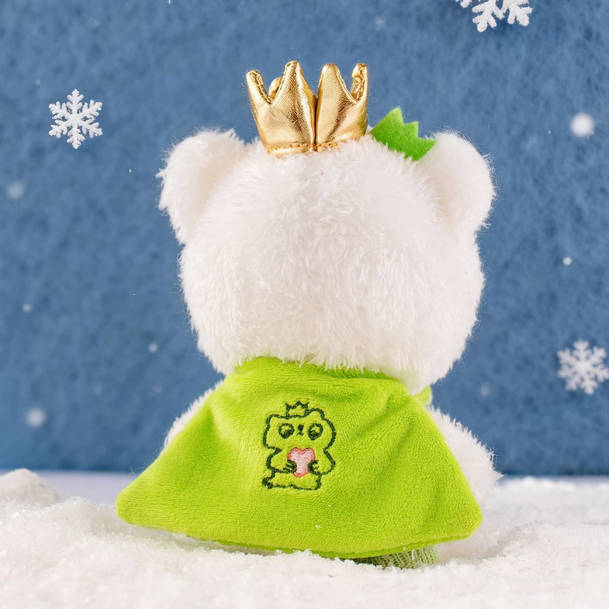 Back of the Polar Bear plush charm showing the green skirt with frog logo and crown, CiCiLu The Tide Shop