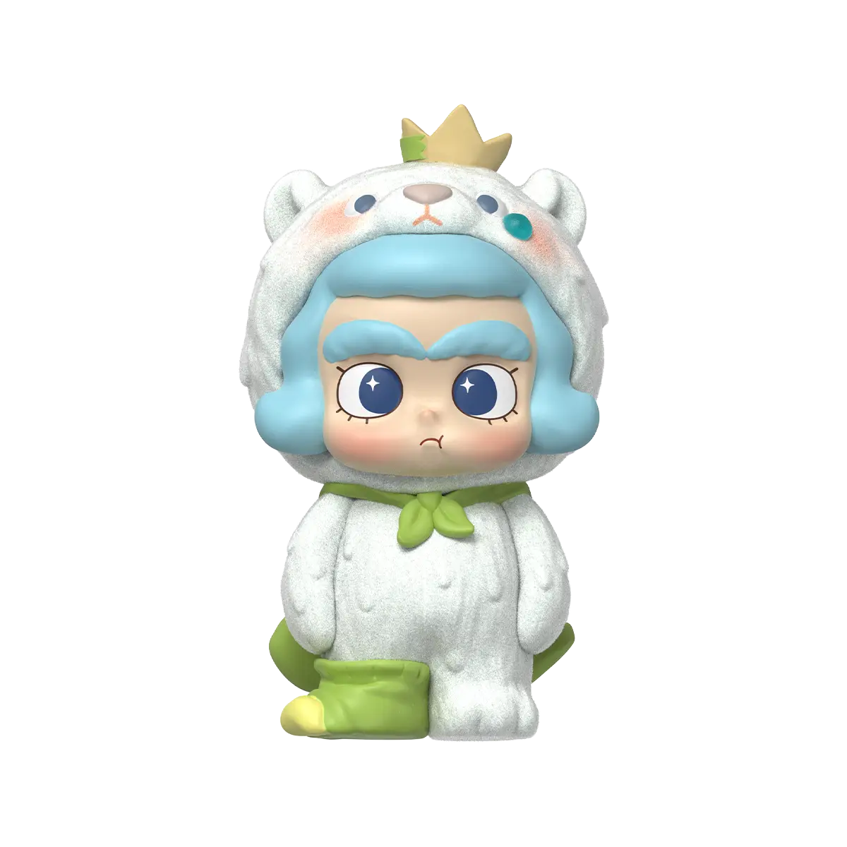 Glacier Guardian polar-bear-hood figure with gold crown and green scarf, CiCiLu The Tide Shop blind box