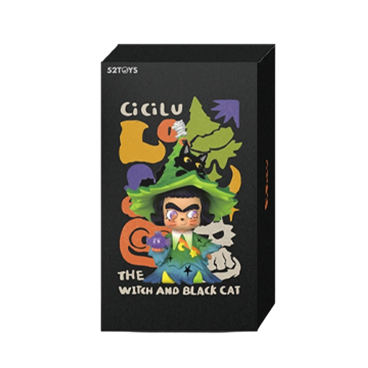 The Witch and Black Cat CiCiLu blind box packaging with green witch artwork