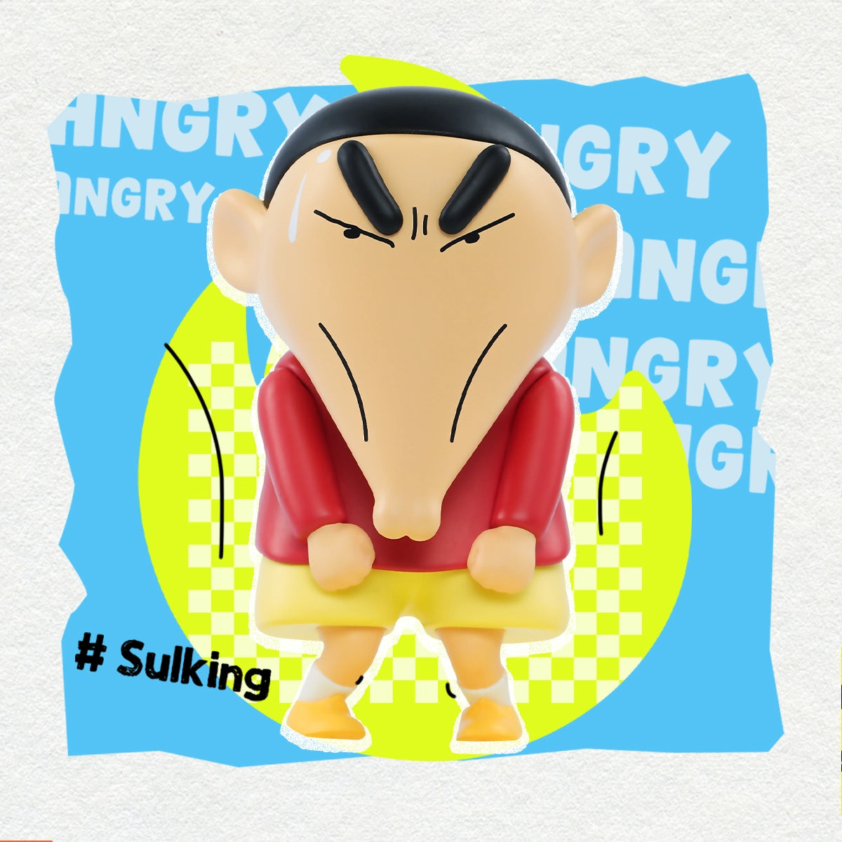 Sulking Shinnosuke Nohara figure with an exaggerated long face