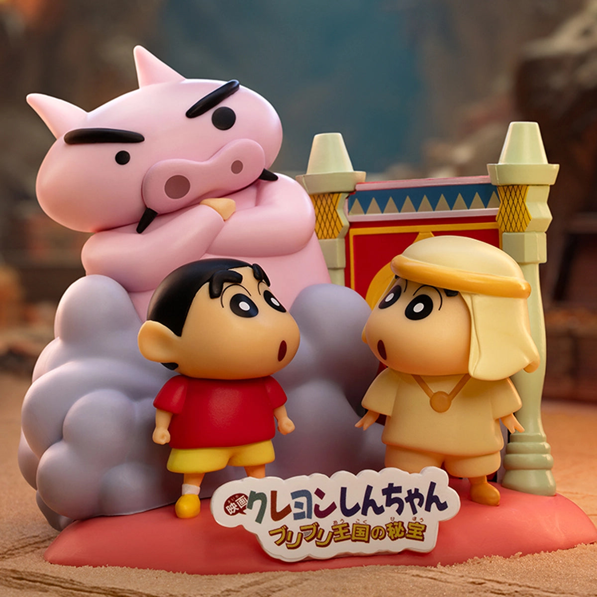 Secret Action Kamen versus Leotard Devil battle diorama with tiny Shin-chan, Classic Movie Moments