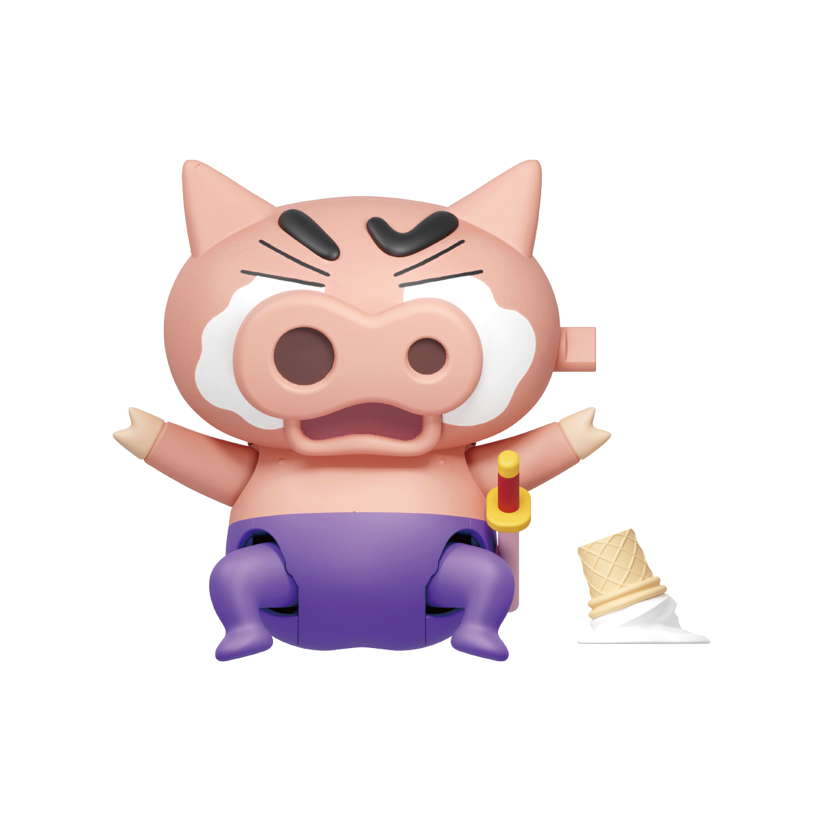 Crying Buriburizaemon pig with dropped ice cream cone, Crayon Shinchan Dynamic Shin-Vibes