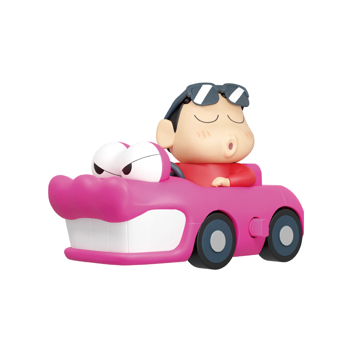 WANNA GO FOR A DRIVE? Shinchan whistling in a pink crocodile car, Crayon Shinchan Dynamic Shin-Vibes
