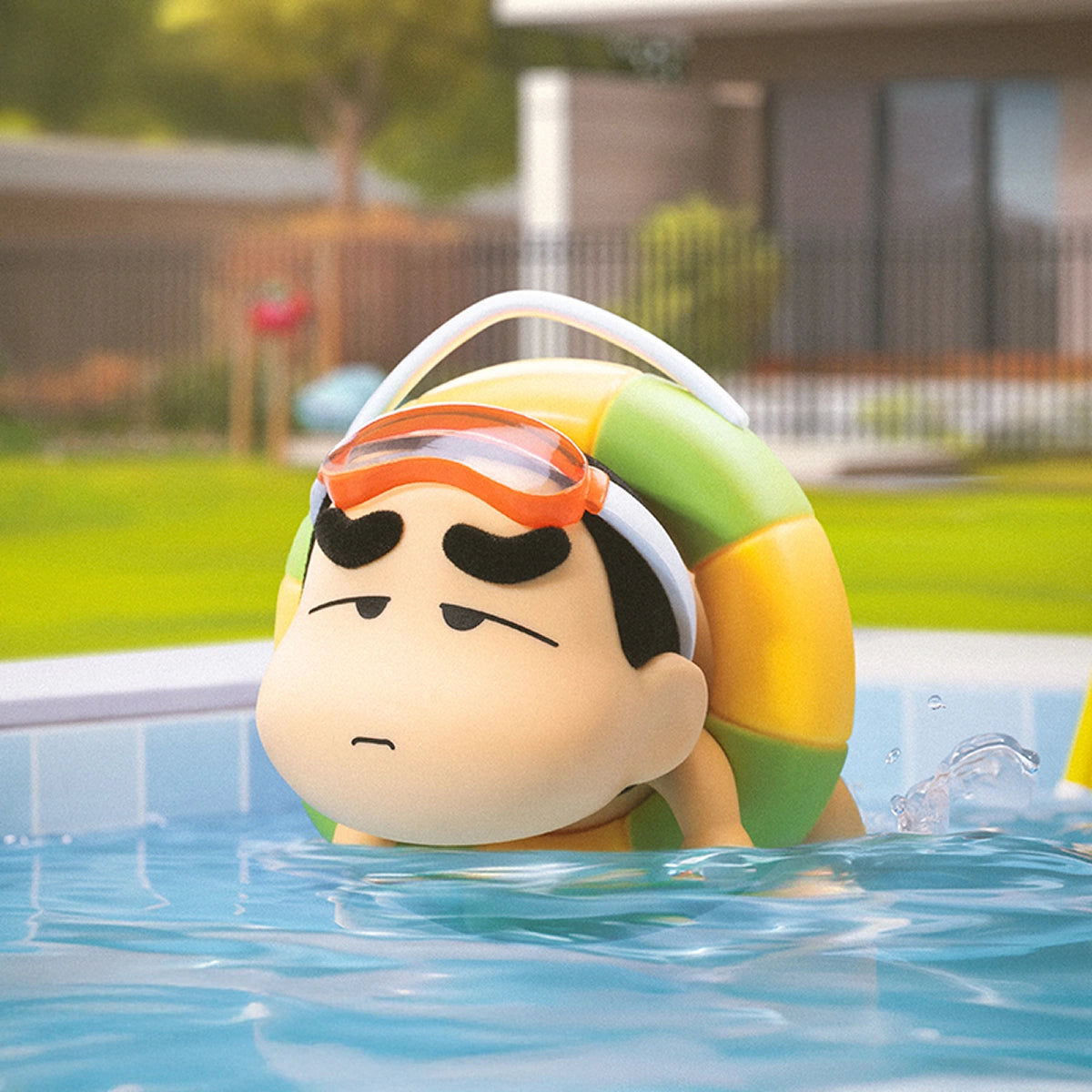 Swimming Around Shinchan with goggles in a striped swim ring, Early Potato Head blind box