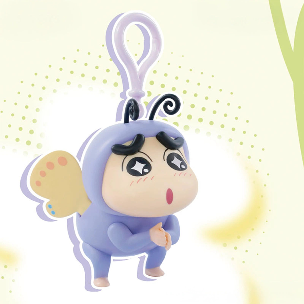 Butterfly Shinchan keychain with surprised sparkling eyes and spotted wings, Flapping Wings series