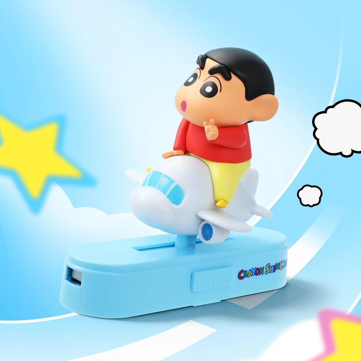 Cloud Cruise Shinchan riding a small white airplane, Crayon Shinchan Let's Go Together! blind box