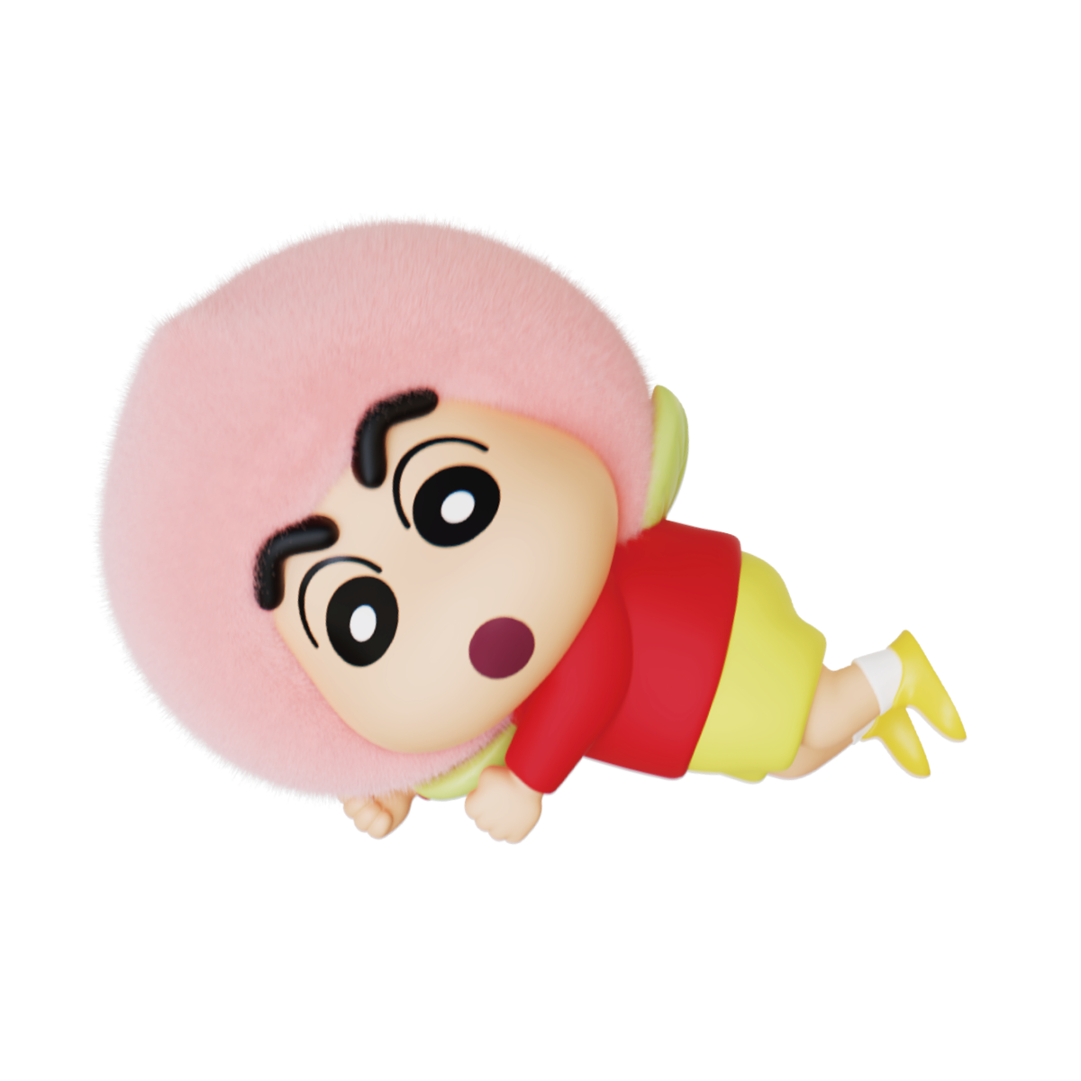 Happy Melon figure, Shinchan in green honeydew melon head leaning forward, Crayon Shinchan Munch On Fruit